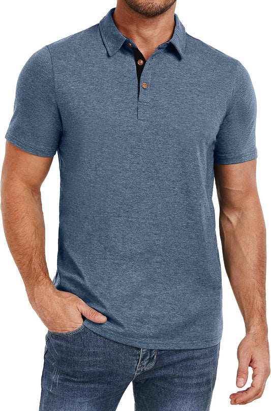 HOTPEGENO Mens Polo Shirts Short Sleeve Casual Cotton Golf Shirts Performance Polo Shirts for Men