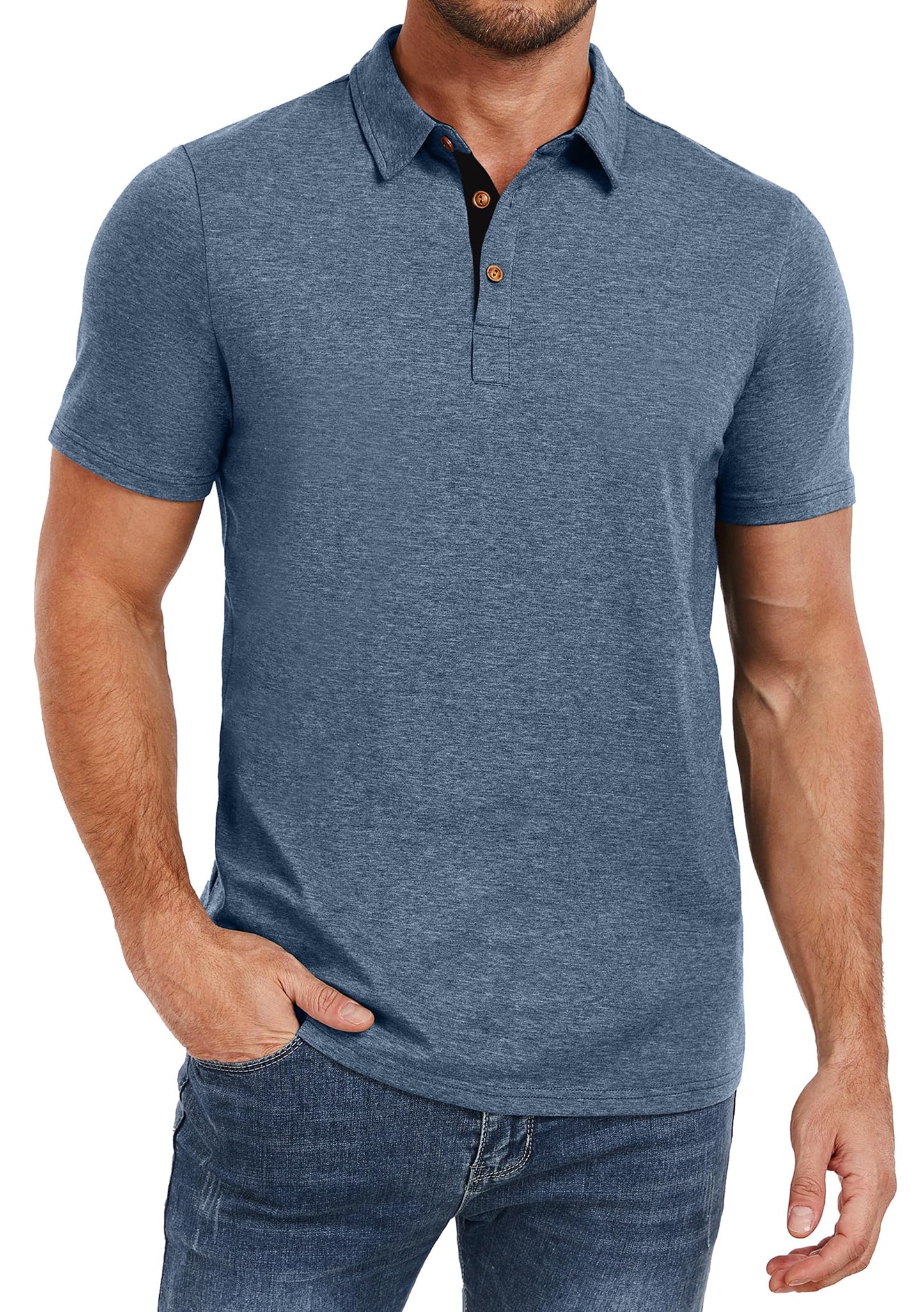 HOTPEGENO Mens Polo Shirts Short Sleeve Casual Cotton Golf Shirts Performance Polo Shirts for Men