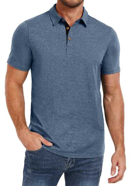 HOTPEGENO Mens Polo Shirts Short Sleeve Casual Cotton Golf Shirts Performance Polo Shirts for Men