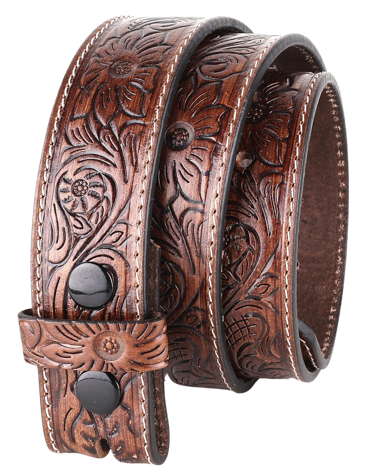 HOTF&L CLASSIC Western Belt without buckle for men – Full Grain Leather Cowboy Belts for jeans - One Piece Leather strap belt