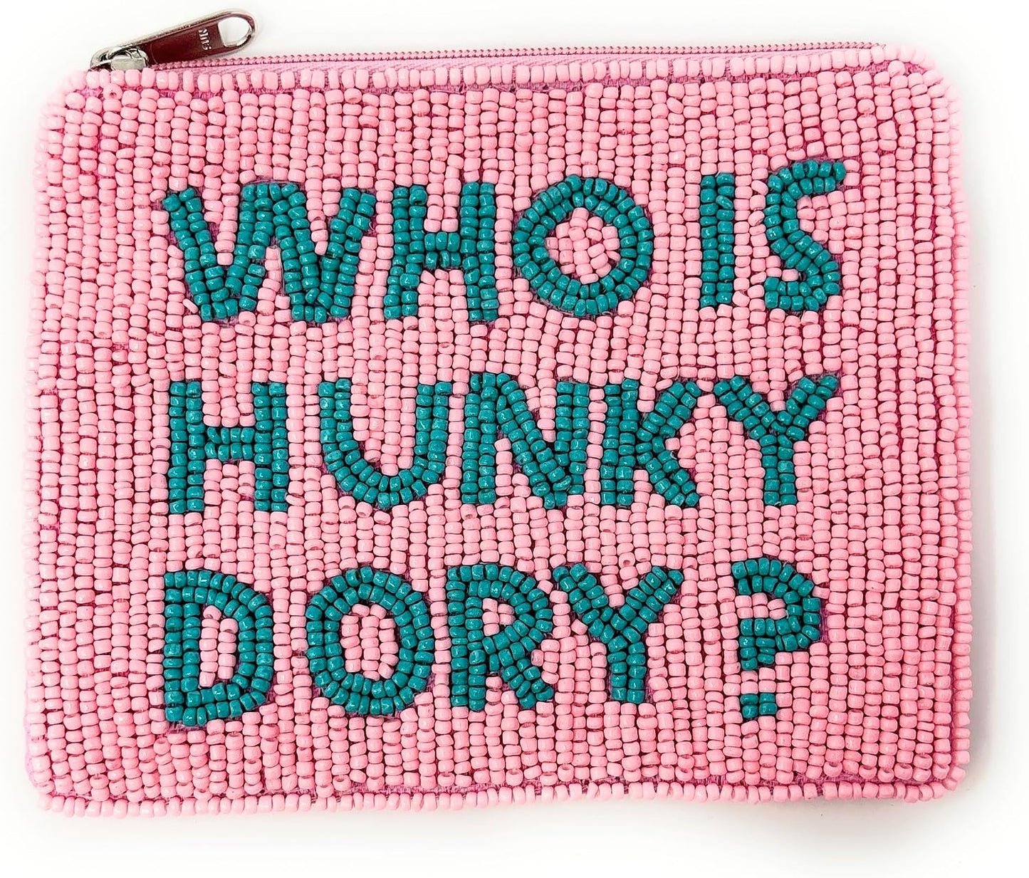 HOTWHO IS HUNKY DORY Beaded Coin Purse RHOBH Gifts Pink Beaded Wallet Preppy Beaded Bag The Real Housewives Gifts Beaded Purse Pouch