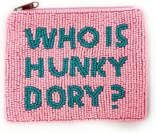 HOTWHO IS HUNKY DORY Beaded Coin Purse RHOBH Gifts Pink Beaded Wallet Preppy Beaded Bag The Real Housewives Gifts Beaded Purse Pouch