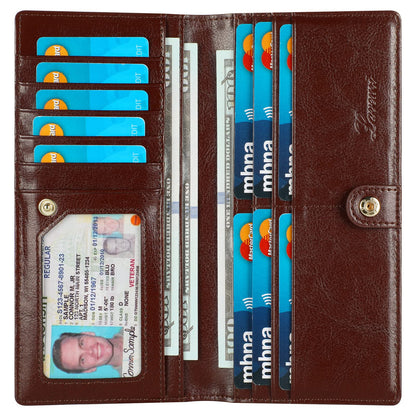 HOTLavemi Ultra Slim Thin Leather Women Wallet RFID Blocking Credit Card Holder Bifold Long Ladies Billfold