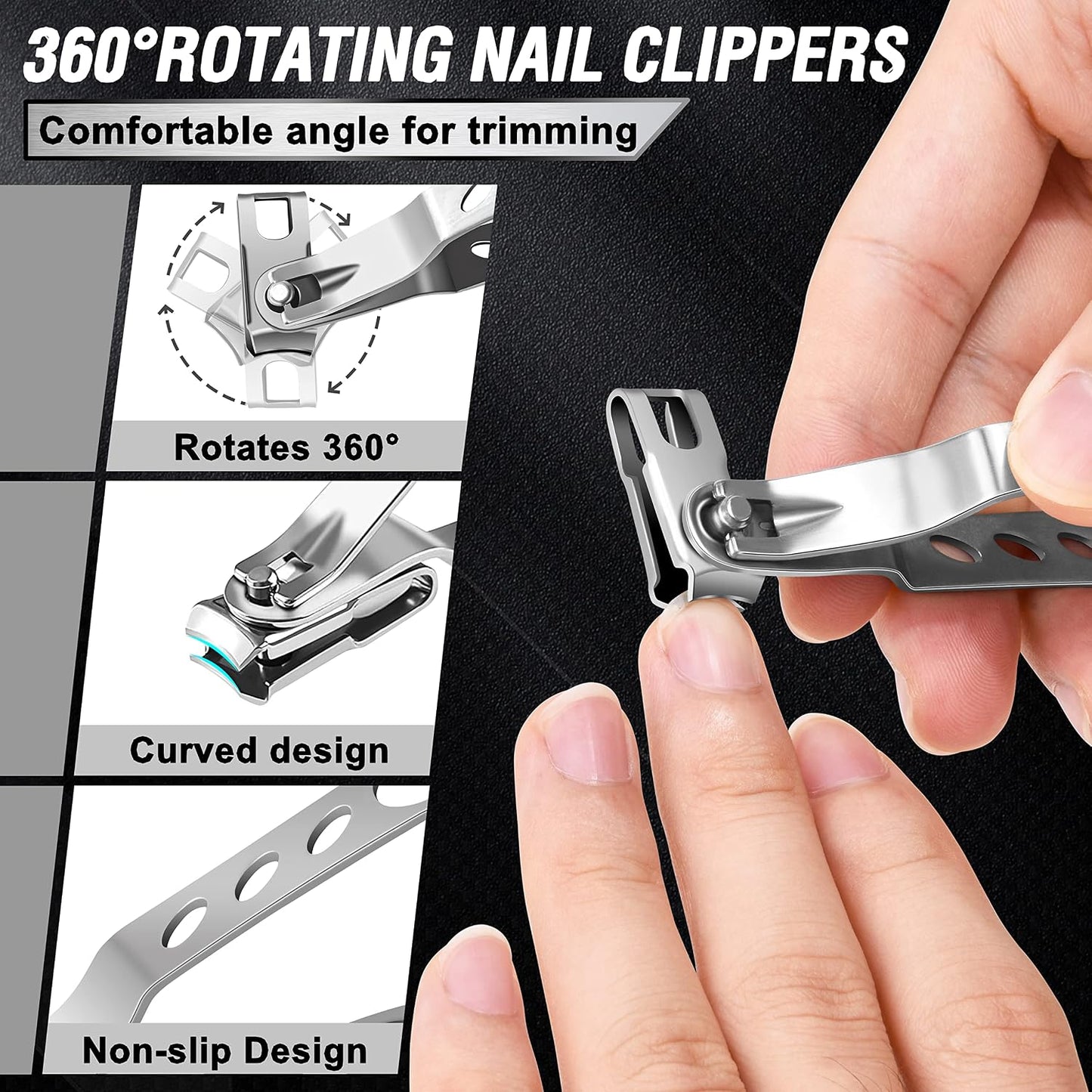 HOTToenail Clippers for Seniors Thick Toenails, Aucurwen Heavy Duty Toe Nail Clippers Adult Thick Nails Long Handle, Large Toenail Clippers for Thick Nails 7Pcs