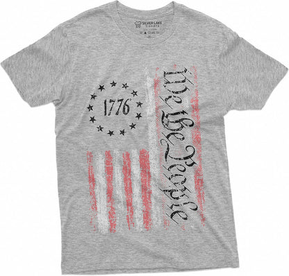 HOTWe The People Tee Shirt 1776 Independence Day 4th of July USA Graphic Flag Print T-Shirt