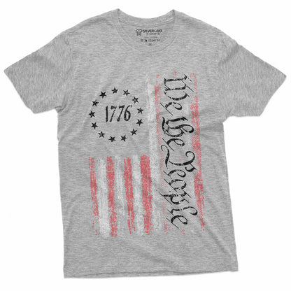 HOTWe The People Tee Shirt 1776 Independence Day 4th of July USA Graphic Flag Print T-Shirt