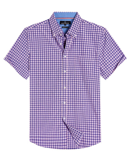 HOTAlimens & Gentle Plaid Mens Short Sleeve Button Down Shirts with Pocket | Lightweight,Button-Down Collar,Regular Fit,Excellent Colors,Breathable,Casual,Cotton Blend,Easy Care