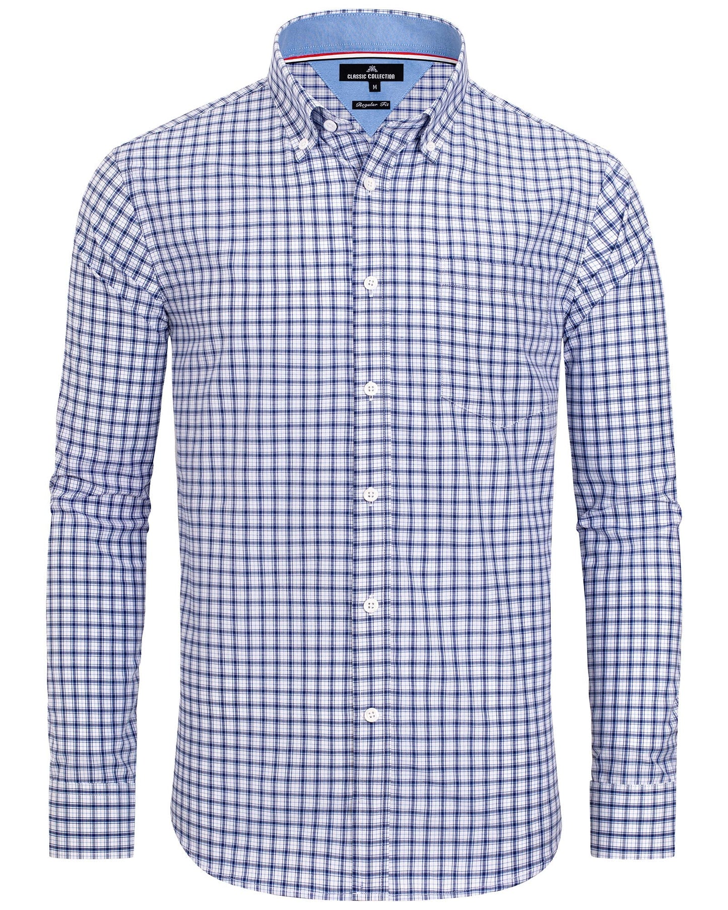 HOTAlimens & Gentle Men's Plaid Button Down Shirts Cotton Long Sleeve Dress Shirts Regular Fit Gingham Shirts
