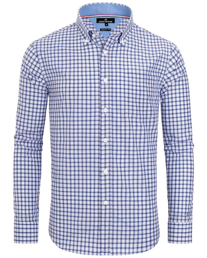 HOTAlimens & Gentle Men's Plaid Button Down Shirts Cotton Long Sleeve Dress Shirts Regular Fit Gingham Shirts
