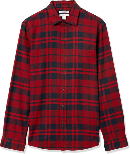 HOTAmazon Essentials Men's Slim-Fit Flannel Shirt, Long Sleeve Button Down Plaid