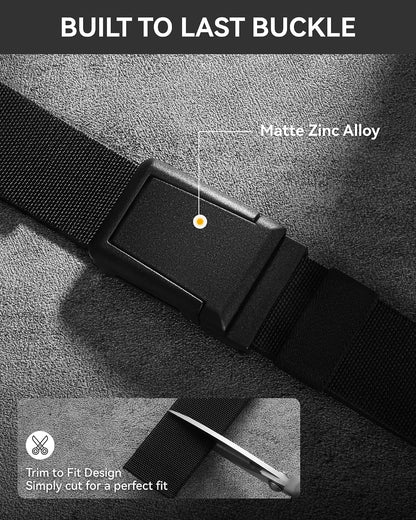 HOTCHAOREN Tactical Belt Men - 1.5" Stretch Work Belt with Zin Alloy Buckle | Quick Release Flip Buckle, Heavy Duty for Military EMT EMS Hiking, Stretchy Nylon