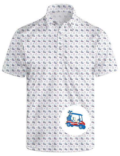 HOTGolf Polo Shirts for Men Funny Print Quick Dry Short Sleeve Performance Golf Shirts Moisture Wicking Polo Shirts