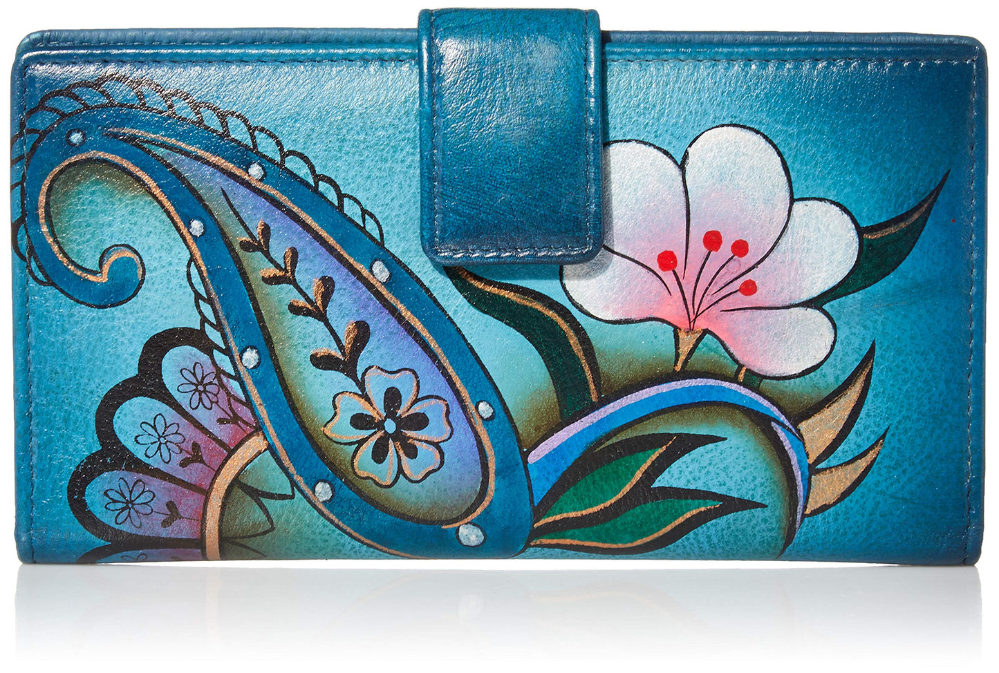 HOTAnna by Anuschka Women's Hand Painted Genuine Leather Two Fold Organizer Wallet