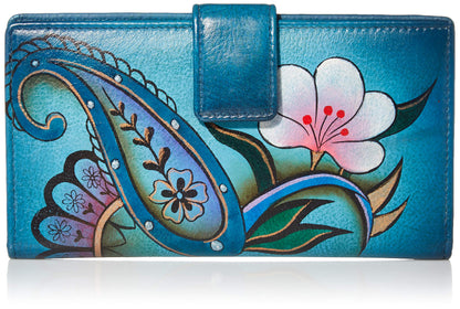 HOTAnna by Anuschka Women's Hand Painted Genuine Leather Two Fold Organizer Wallet