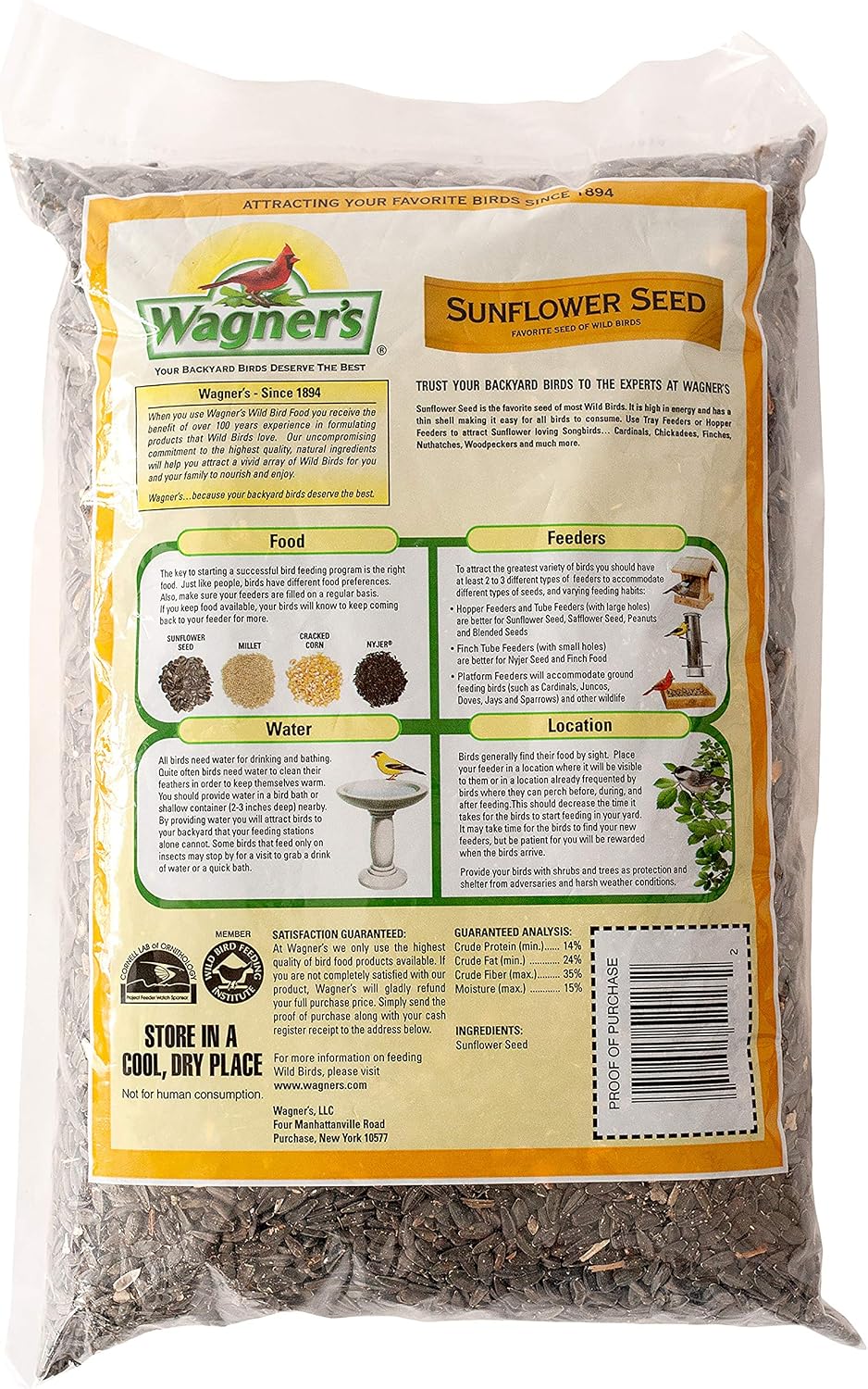 HOTWagner's 52023 Black Oil Sunflower Seed Wild Bird Food, 5-Pound Bag