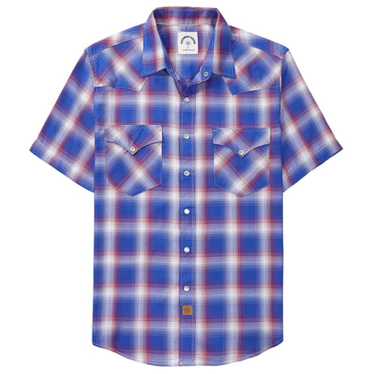 HOTDubinik® Viscose Made from Bamboo Mens Short Sleeve Shirts Plaid Shirt Western Cowboy Pearl Snap Casual Plaid Shirts for Men