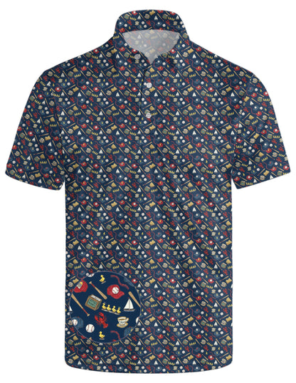 HOTGolf Polo Shirts for Men Funny Print Quick Dry Short Sleeve Performance Golf Shirts Moisture Wicking Polo Shirts