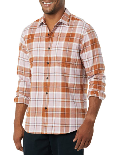 HOTAmazon Essentials Men's Slim-Fit Flannel Shirt, Long Sleeve Button Down Plaid