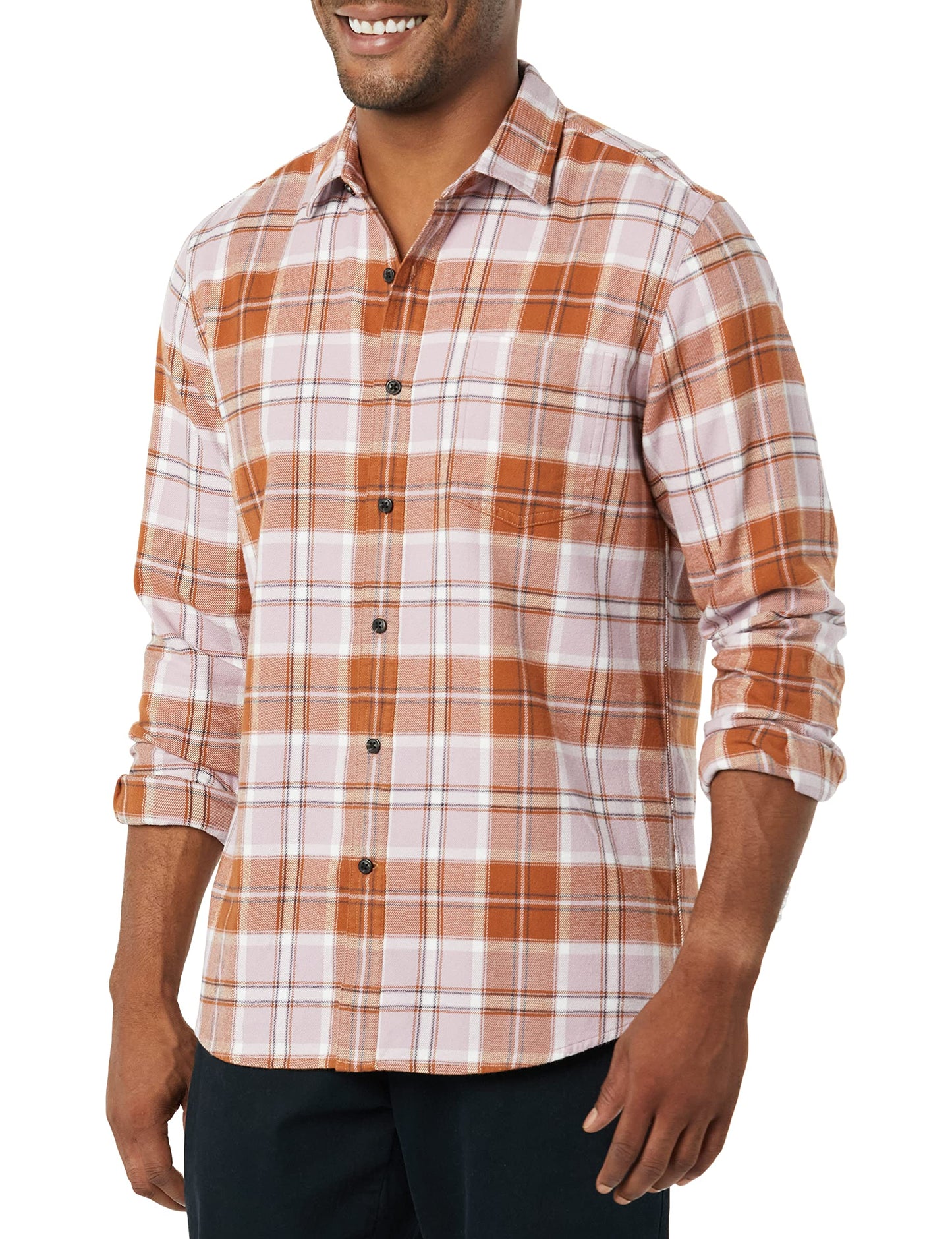 HOTAmazon Essentials Men's Slim-Fit Flannel Shirt, Long Sleeve Button Down Plaid