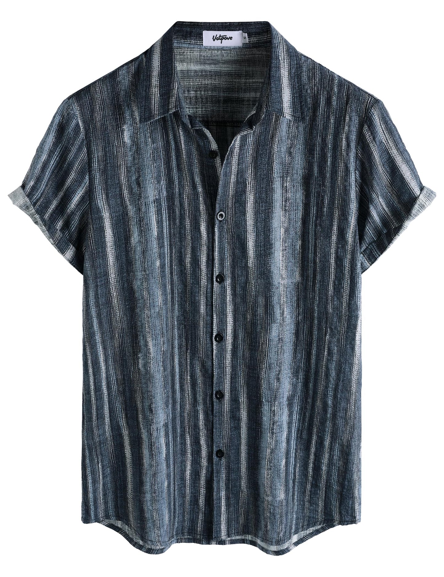 HOTVATPAVE Mens Casual Short Sleeve Button Down Shirts Regular Fit Hawaiian Summer Shirt