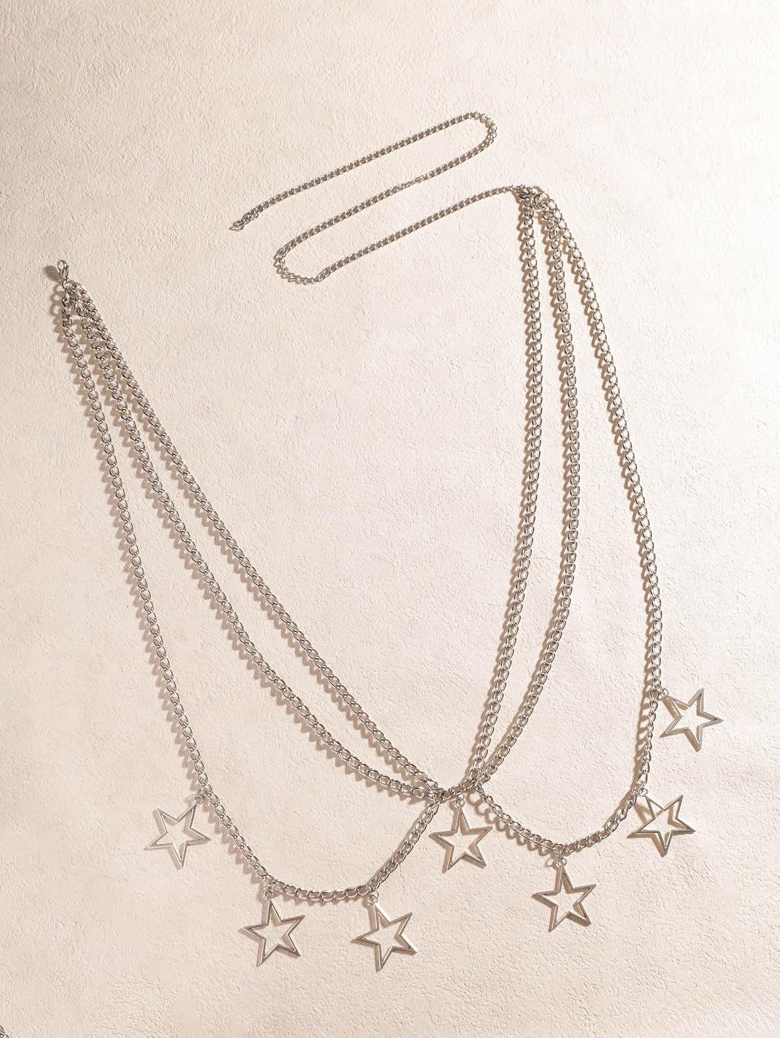 HOTGoth Y2k Star Waist Chain Belt, Punk Emo Grunge Aesthetic Body Jewelry