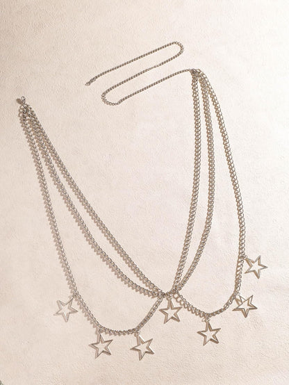 HOTGoth Y2k Star Waist Chain Belt, Punk Emo Grunge Aesthetic Body Jewelry