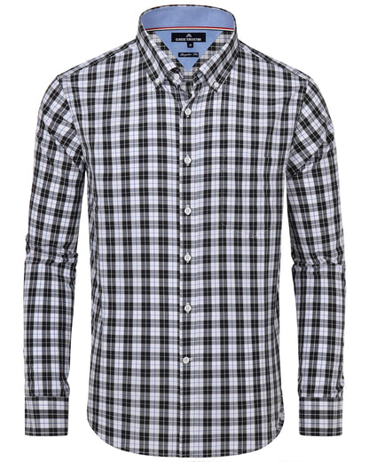 HOTAlimens & Gentle Men's Plaid Button Down Shirts Cotton Long Sleeve Dress Shirts Regular Fit Gingham Shirts