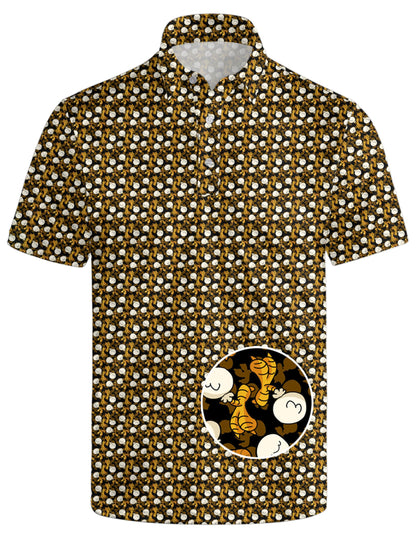HOTGolf Polo Shirts for Men Funny Print Quick Dry Short Sleeve Performance Golf Shirts Moisture Wicking Polo Shirts