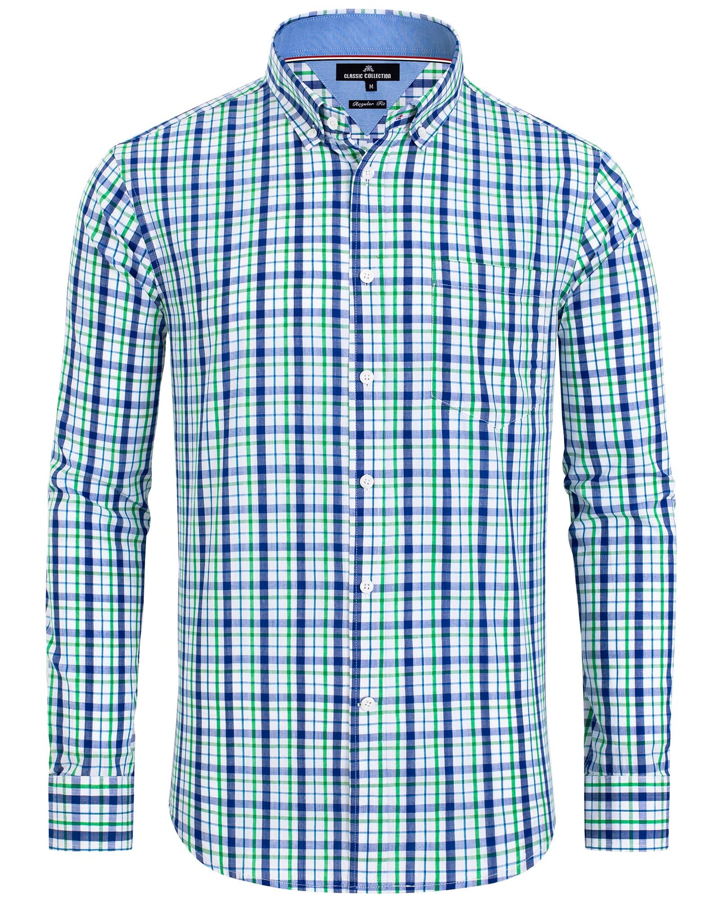 HOTAlimens & Gentle Men's Plaid Button Down Shirts Cotton Long Sleeve Dress Shirts Regular Fit Gingham Shirts