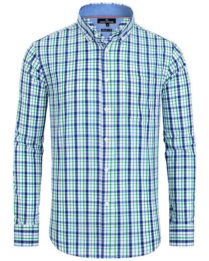 HOTAlimens & Gentle Men's Plaid Button Down Shirts Cotton Long Sleeve Dress Shirts Regular Fit Gingham Shirts