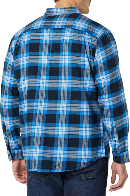 HOTAmazon Essentials Men's Regular Fit Long-Sleeve Flannel Shirt, Soft Brushed Cotton, Lightweight yet Warm