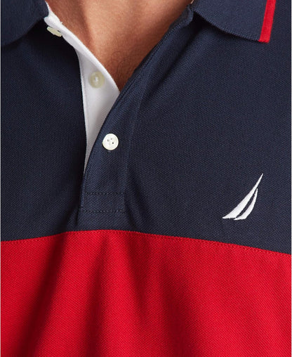 HOTNautica Men's Short Sleeve 100% Cotton Pique Color Block Polo Shirt