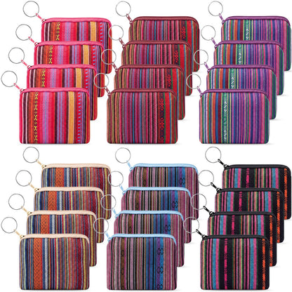 HOT24 Pack Mexican Candy Bags Fiesta Cinco De Mayo Mini Coin Purse 3.5 x 4.5 in Mexican Jewelry Zipper Pouches Reusable Cotton Wallet for Wedding Holiday Fiesta Party Favor Gift