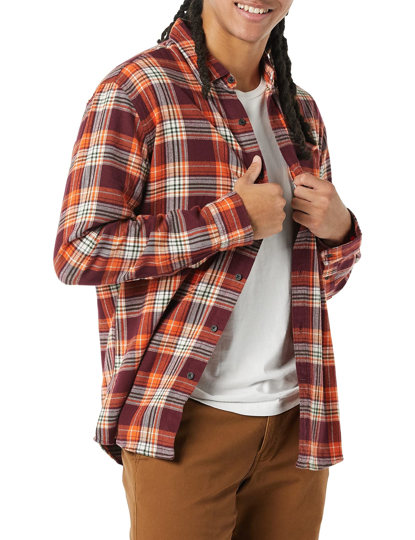 HOTAmazon Essentials Men's Regular Fit Long-Sleeve Flannel Shirt, Soft Brushed Cotton, Lightweight yet Warm