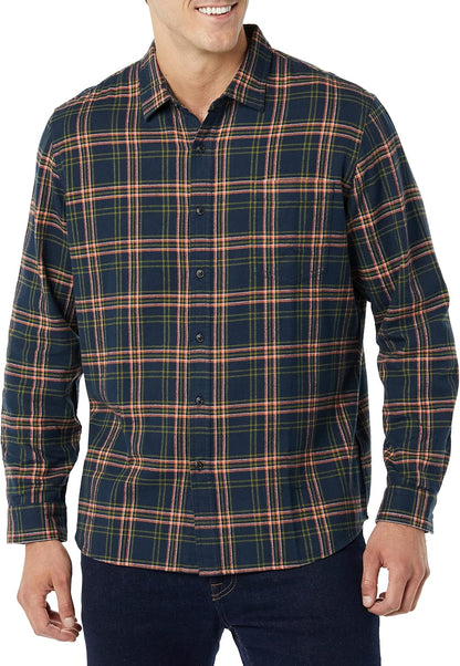 HOTAmazon Essentials Men's Slim-Fit Flannel Shirt, Long Sleeve Button Down Plaid