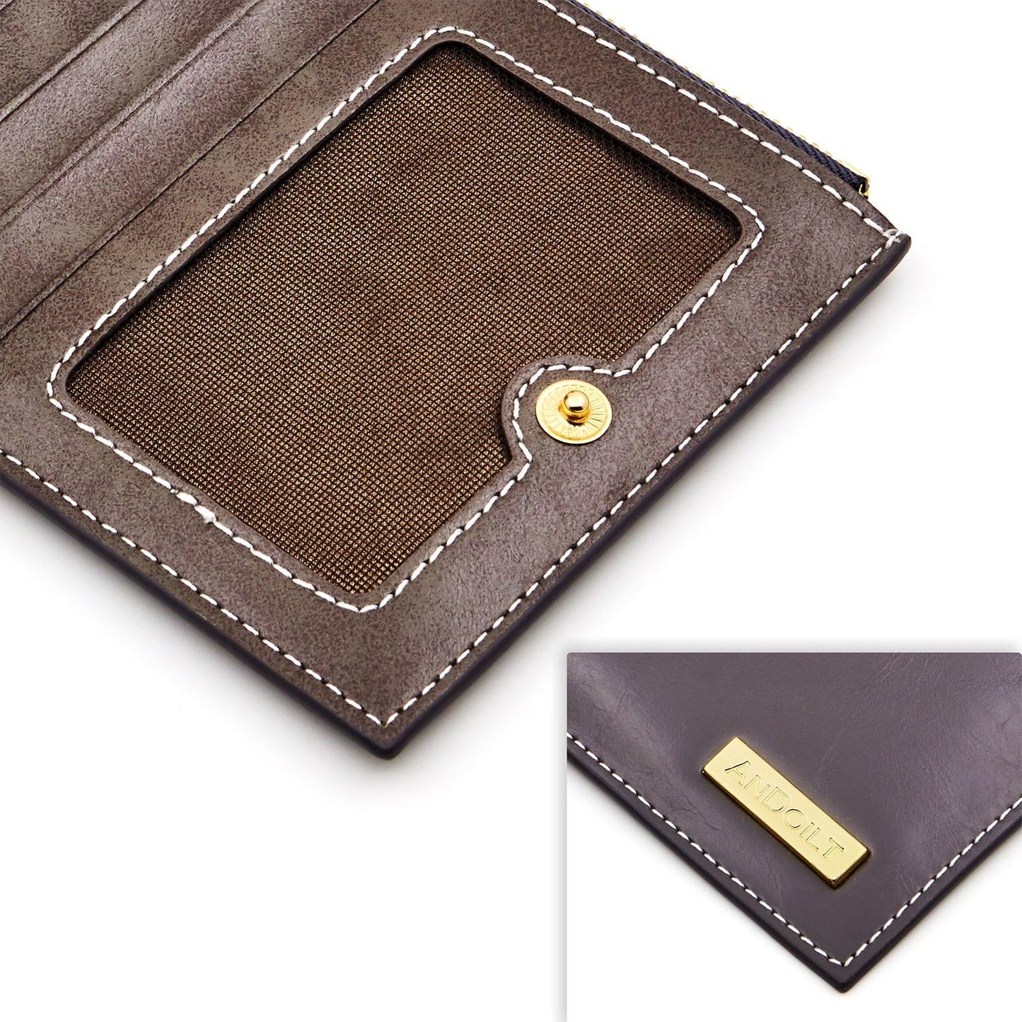 HOTANDOILT Women's Genuine Leather Wallet RFID Blocking Credit Card Holder Zipper Purse Cell Phone Handbag