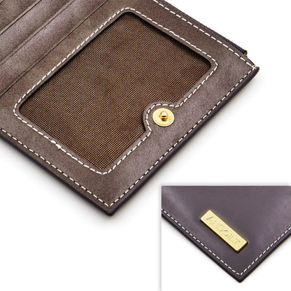 HOTANDOILT Women's Genuine Leather Wallet RFID Blocking Credit Card Holder Zipper Purse Cell Phone Handbag