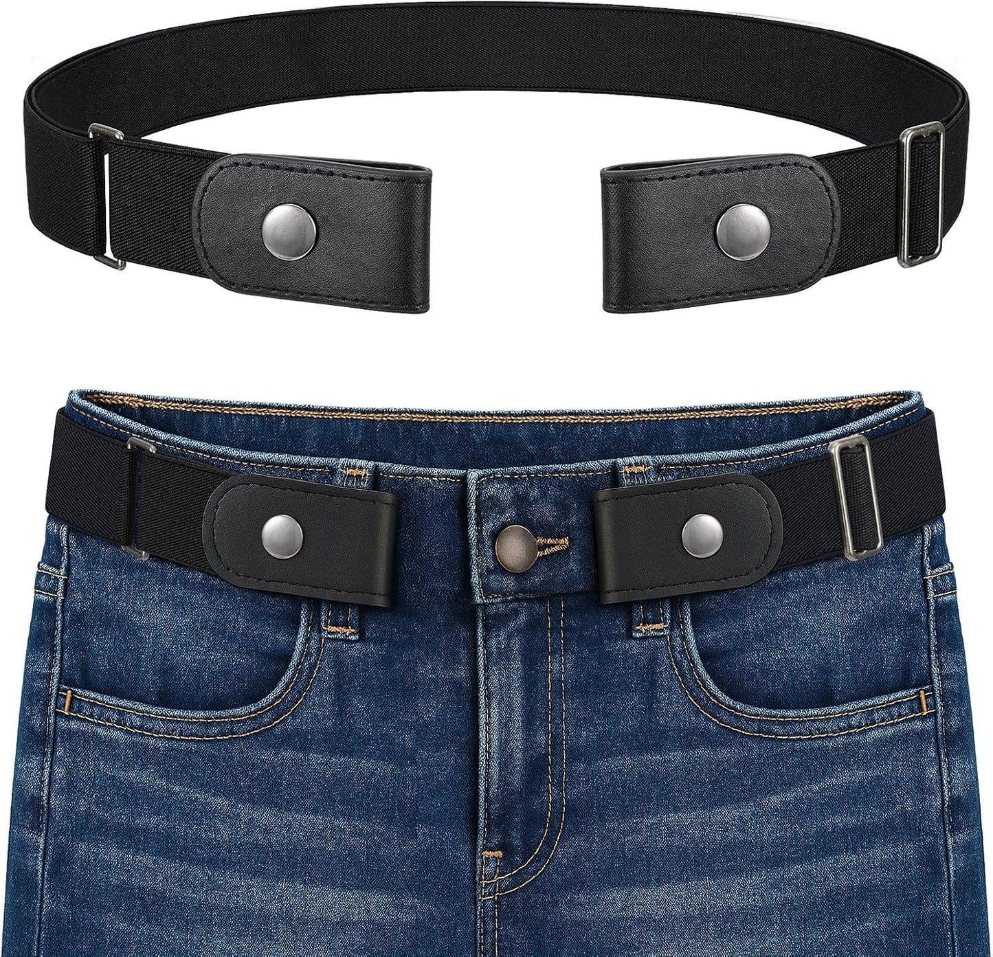 HOTBELTROAD No Buckle Elastic Belt for Men, Invisible Buckleless Stretch Belt for Men Women