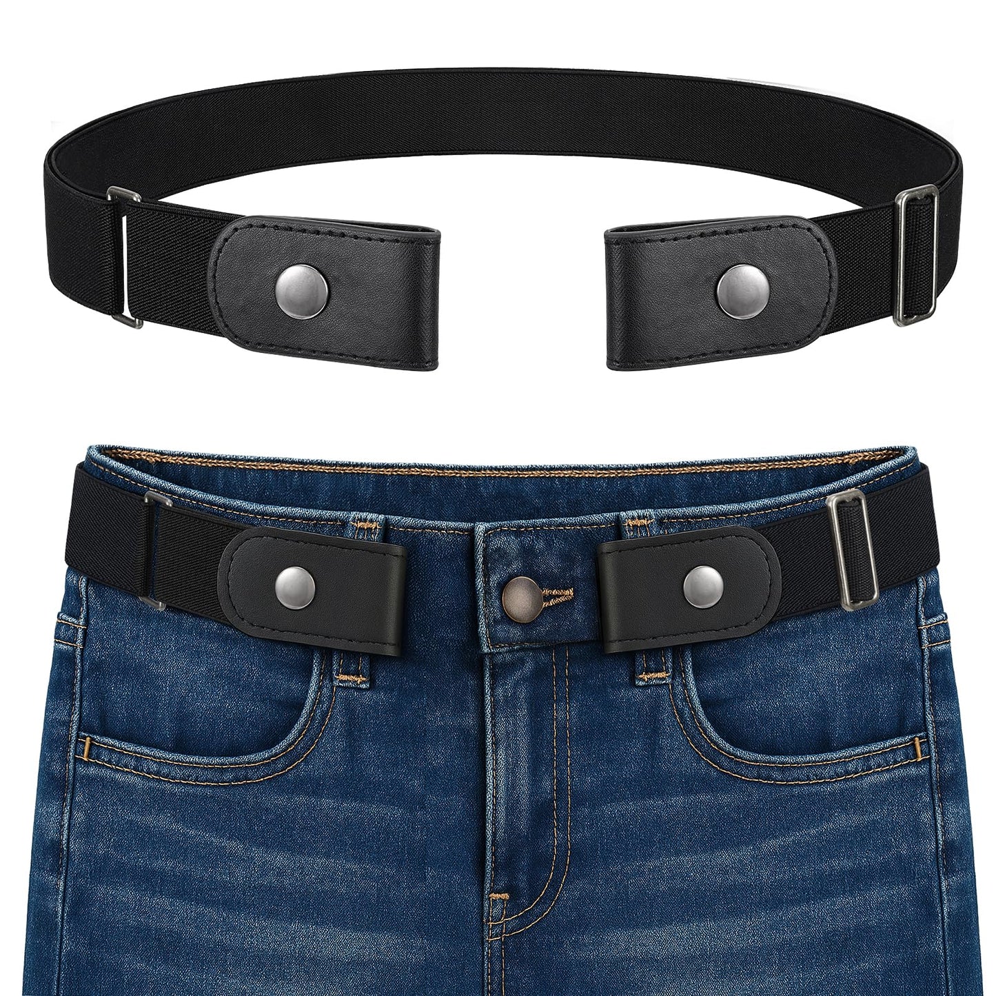 HOTBELTROAD No Buckle Elastic Belt for Men, Invisible Buckleless Stretch Belt for Men Women
