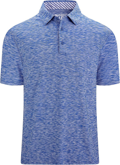HOTAlex Vando Mens Golf Shirt Moisture Wicking Quick-Dry Short Sleeve Polo | UPF40,Soft & stretch,Sweat resistant,Multi-scene sports & office apparel
