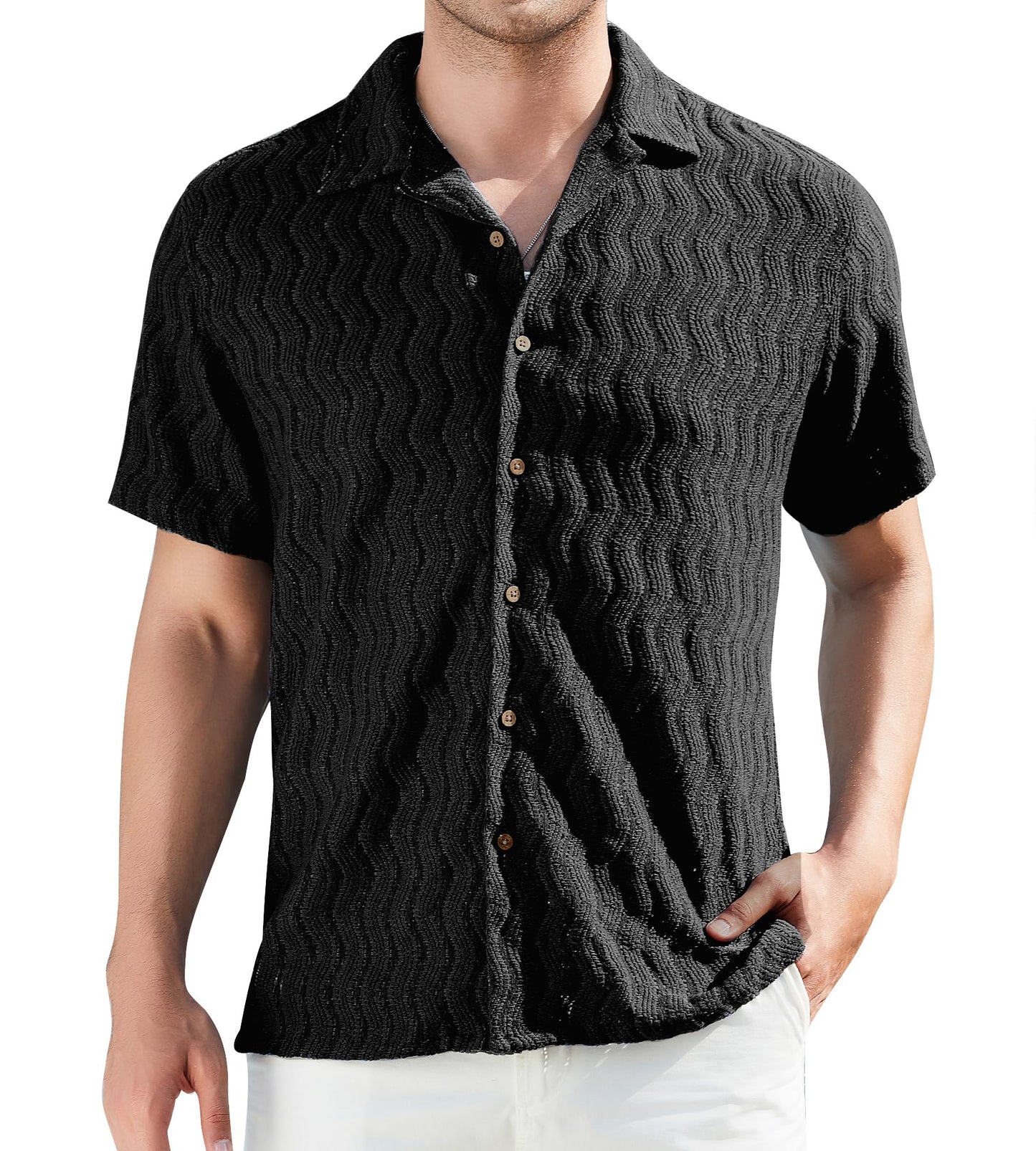 HOTDamipow Mens Casual Button Down Shirts Short Sleeve Fashion Vacation Beach Shirts