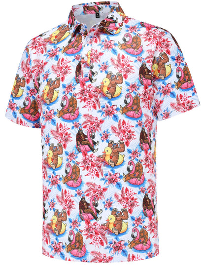 HOTMens Golf Polo Shirts Short Sleeve Moisture Wicking Dry Fit Performance Casual Funny Golf Polo Shirts for Men