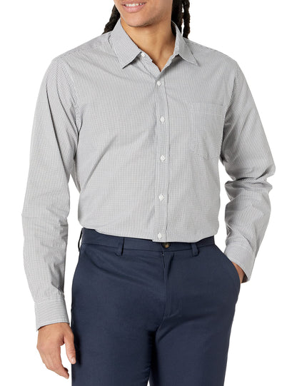 HOTAmazon Essentials Men's Regular-Fit Long-Sleeve Casual Poplin Shirt, Button Front, Business Casual, Collared