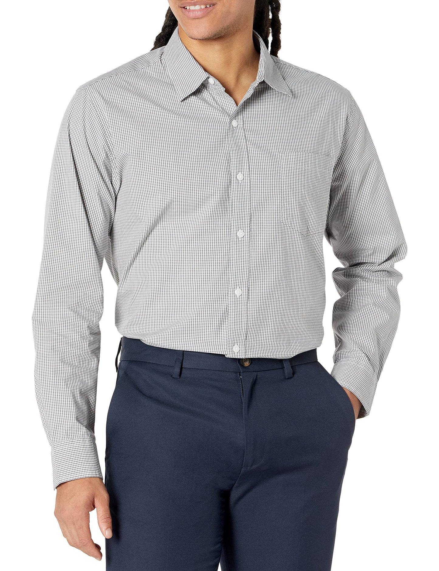 HOTAmazon Essentials Men's Regular-Fit Long-Sleeve Casual Poplin Shirt, Button Front, Business Casual, Collared