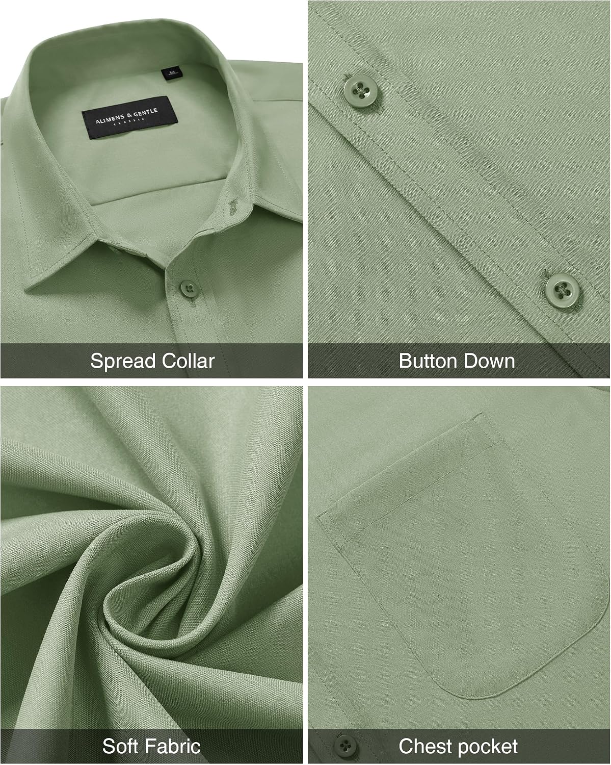 HOTAlimens & Gentle Men's Short Sleeve Dress Shirts Wrinkle Free Untucked Casual Button Down Shirt