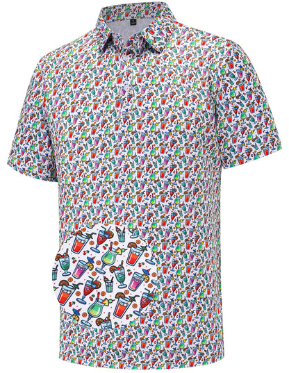 HOTMens Golf Polo Shirts Short Sleeve Moisture Wicking Dry Fit Performance Casual Funny Golf Polo Shirts for Men