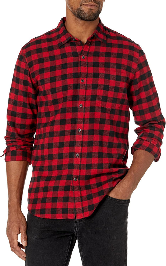 HOTAmazon Essentials Men's Slim-Fit Flannel Shirt, Long Sleeve Button Down Plaid