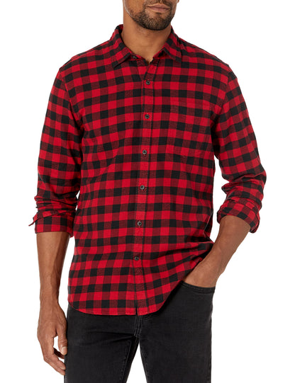 HOTAmazon Essentials Men's Slim-Fit Flannel Shirt, Long Sleeve Button Down Plaid