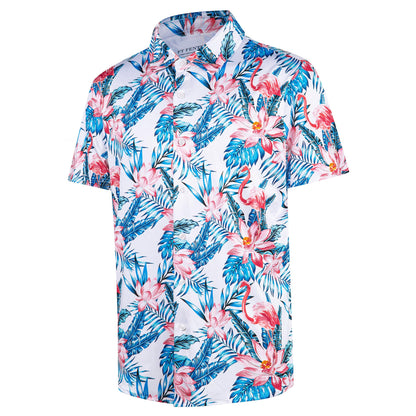 HOTFT FENTENG Mens Hawaiian Shirts Regular Fit Short Sleeve Casual Button Down Summer Tropical Beach Shirts