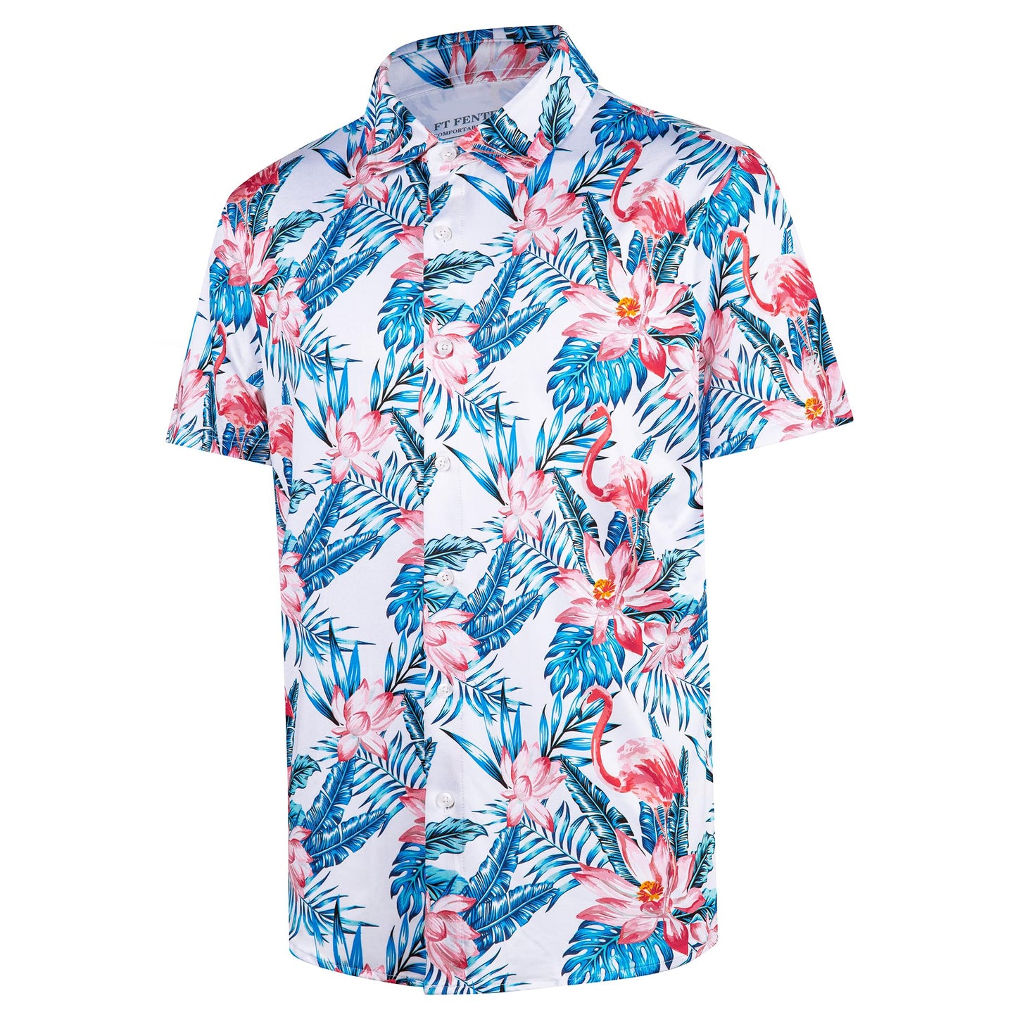 HOTFT FENTENG Mens Hawaiian Shirts Regular Fit Short Sleeve Casual Button Down Summer Tropical Beach Shirts